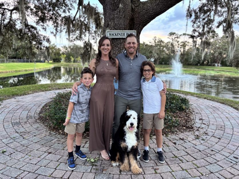 Ryan Bard, Heather, Bryce (oldest kid), Beckham, and TJ (Dog)